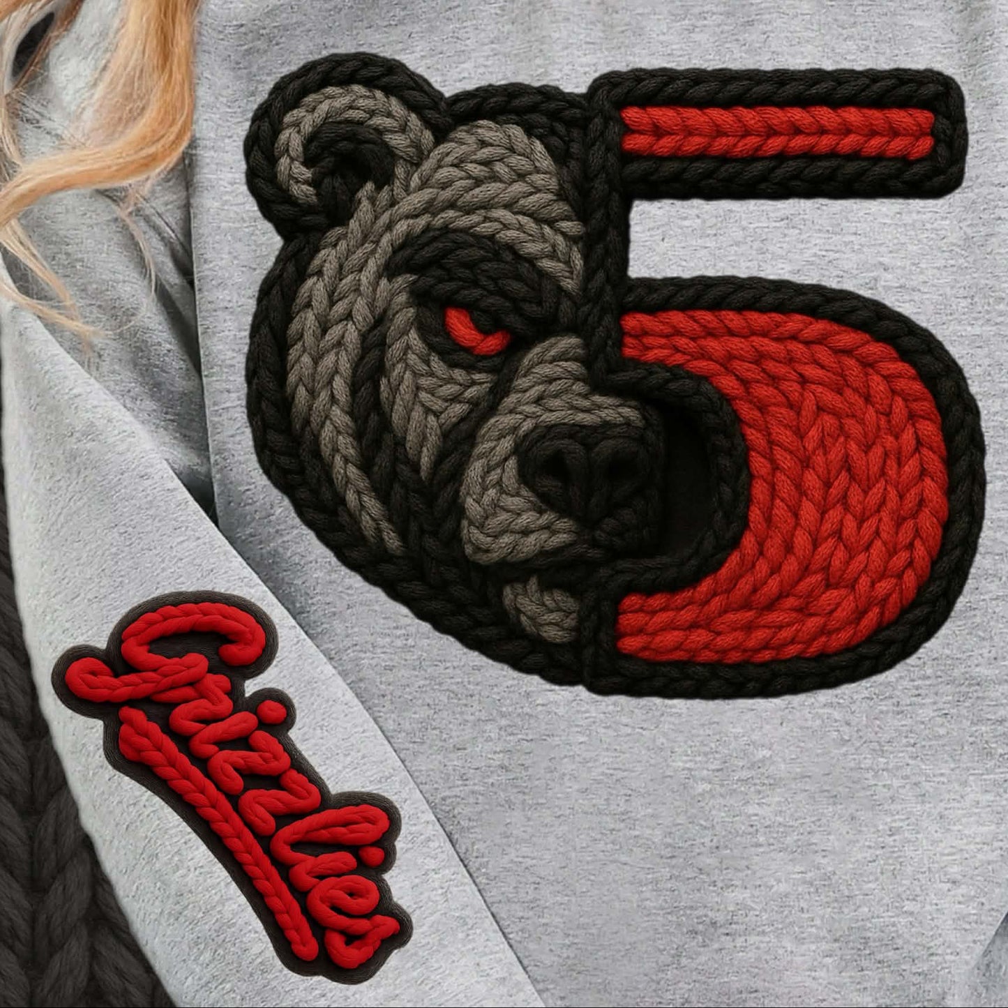 Faux Yarn School Mascot HOODIE