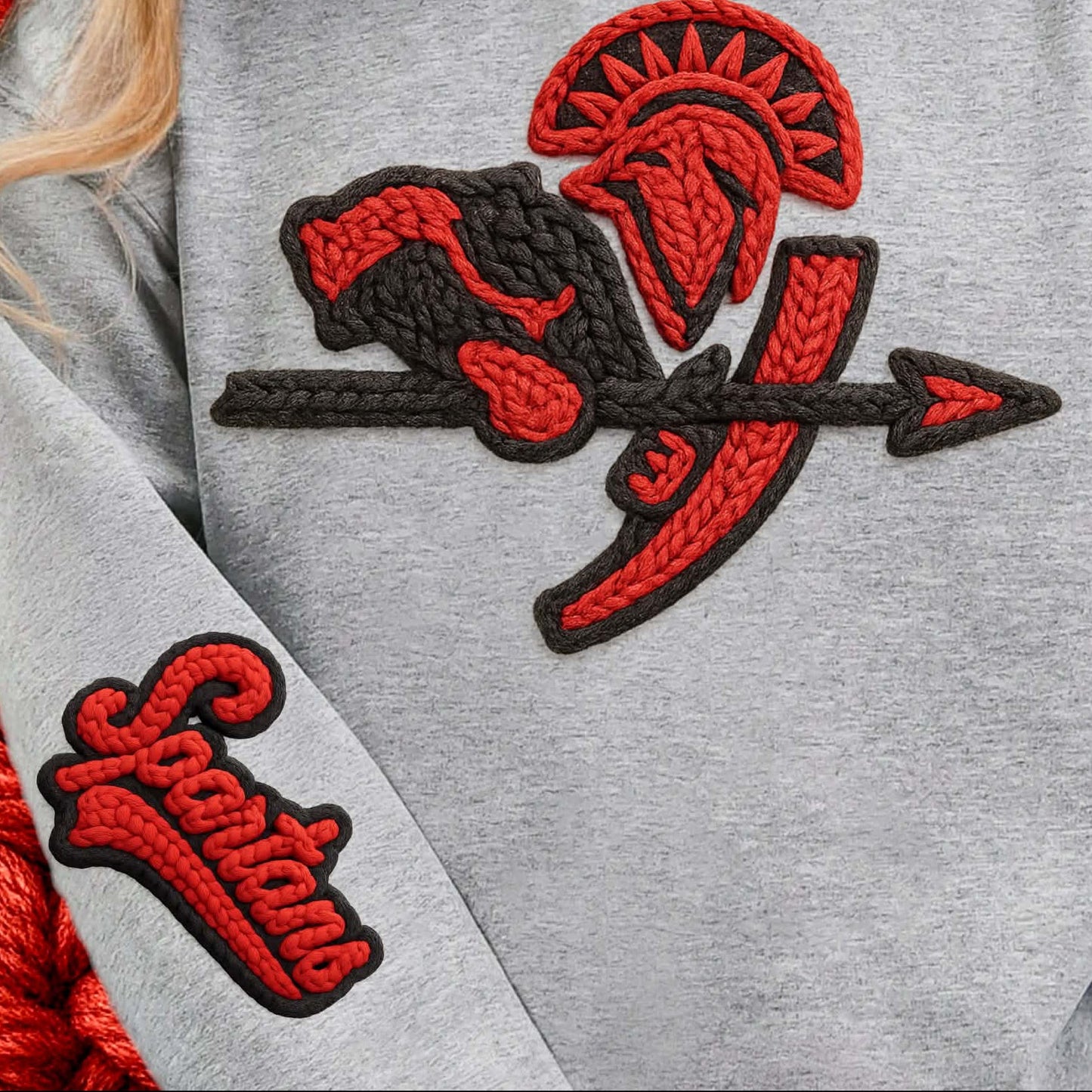 Faux Yarn School Mascot HOODIE